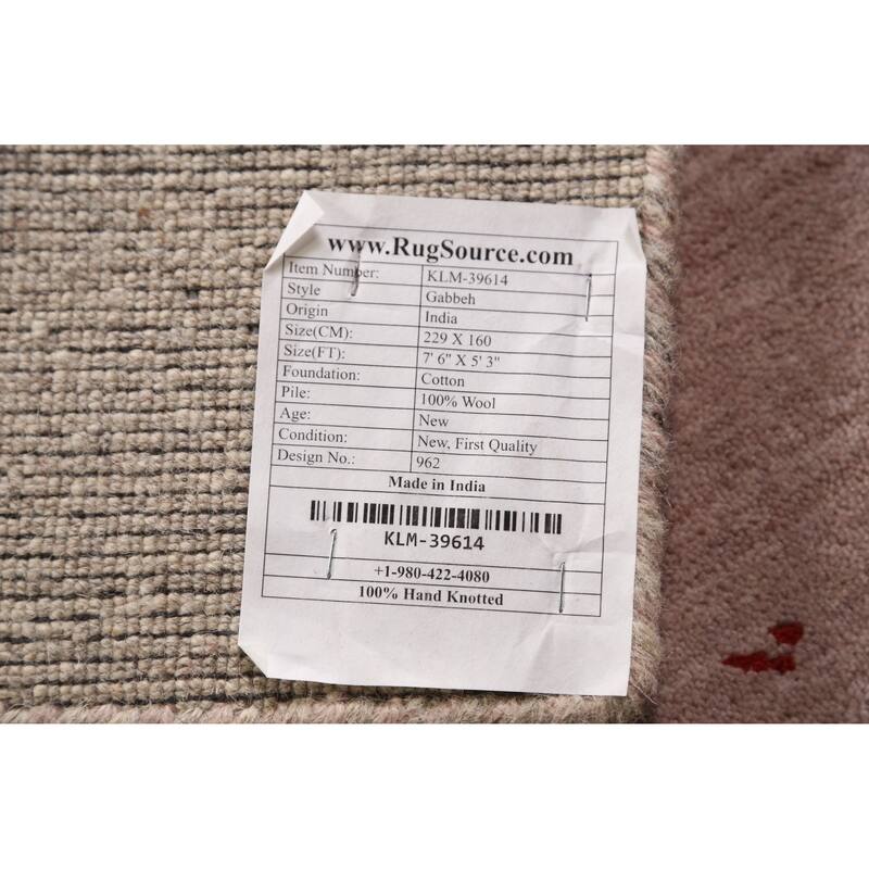 Grey Tribal Gabbeh Indian Area Rug Hand-Knotted Wool Carpet - 5'3" x 7'6"