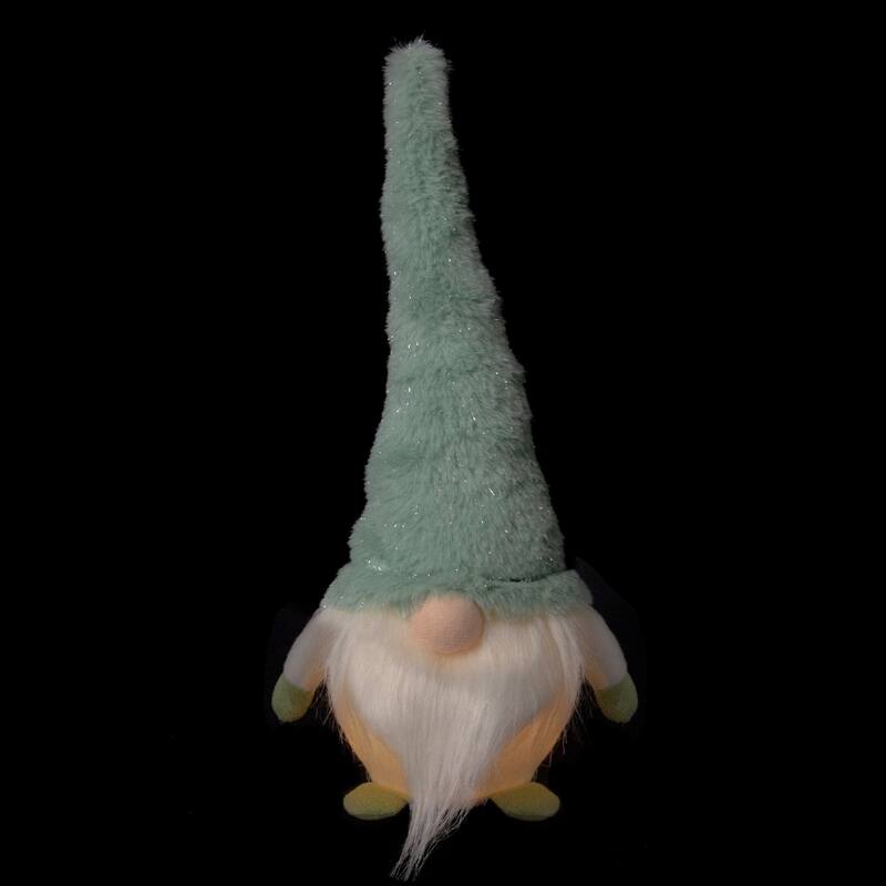 LED Lighted Plush Faux Fur Gnome Christmas Figure - 13.75" - Green