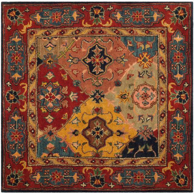 SAFAVIEH Handmade Heritage Ashly Traditional Oriental Wool Rug - 4' x 4' Square - Red/Multi