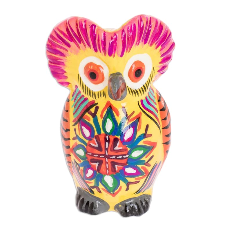 Novica Handmade Sunrise Owl Ceramic Sculpture