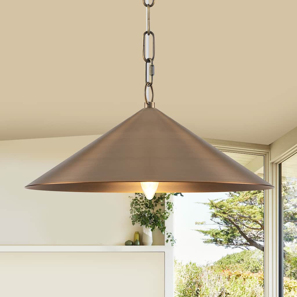 14.8-in 1 Light Anti Bronze Cone Metal Pendant Light Hanging Lighting - 14.76 inch