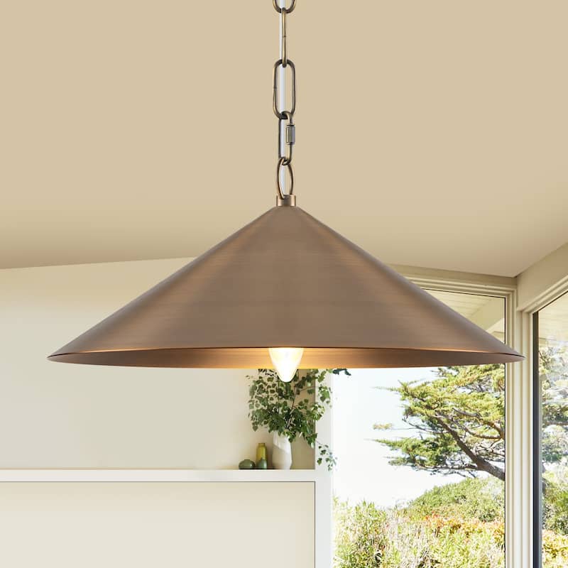 14.8-in 1 Light Anti Bronze Cone Metal Pendant Light Hanging Lighting - 14.76 inch - 14.76 inch