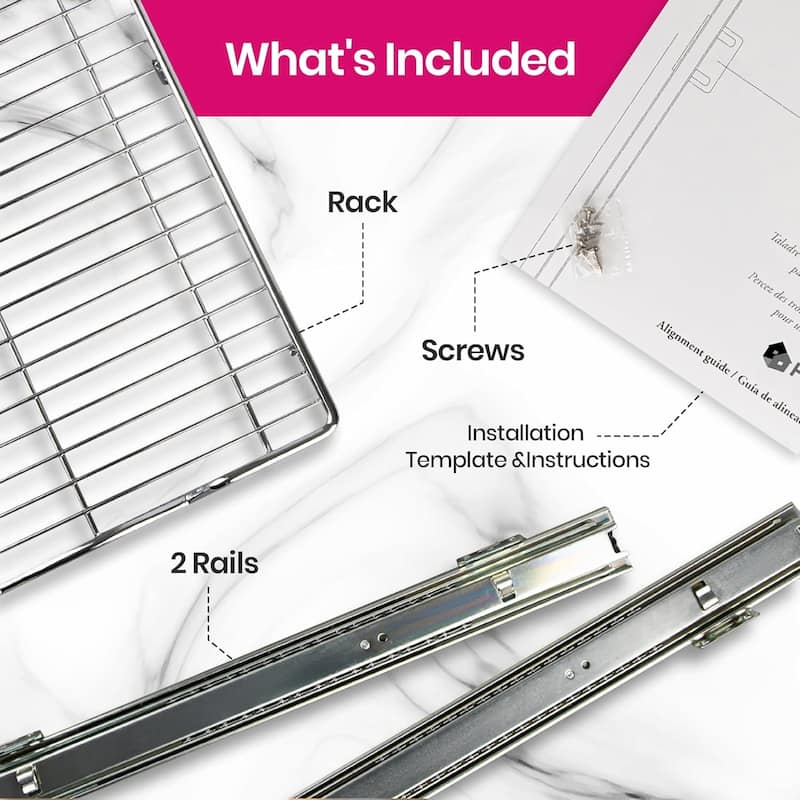 Pull Out Cabinet Drawer Organizer, Heavy Duty- Steel Metal- Chrome Finish