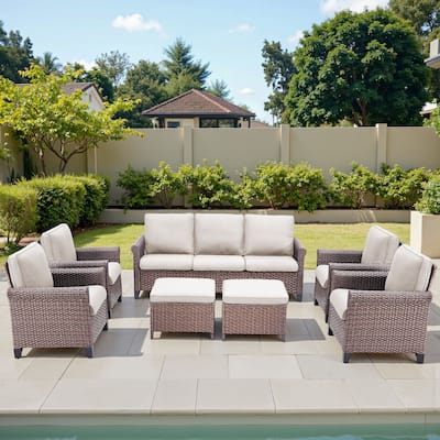 Pocassy Outdoor Sofa with Patio Chairs Funiture Set
