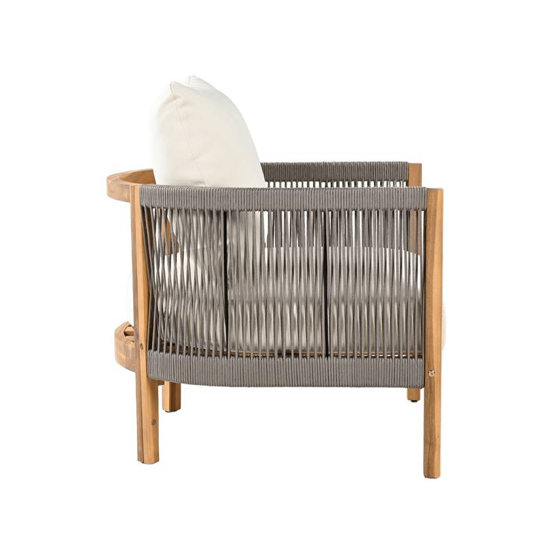 Christopher Knight Home - Everly 5-Piece Acacia Wood & Woven Rope Outdoor Furniture Set