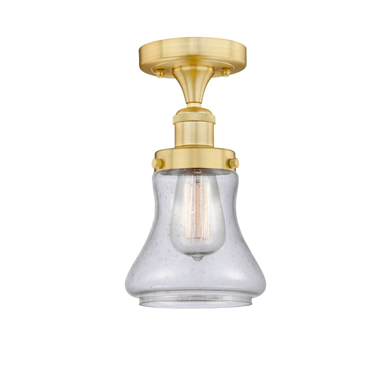 Innovations Lighting Bellmont - 1 Light 7" Semi-Flush Mount - Satin Gold/Seedy