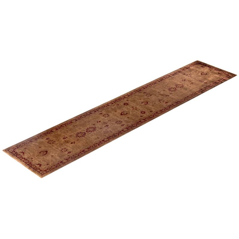 Overdyed One-of-a-Kind Hand-Knotted Runner Rug - Brown - 2' 6" x 12' 2"