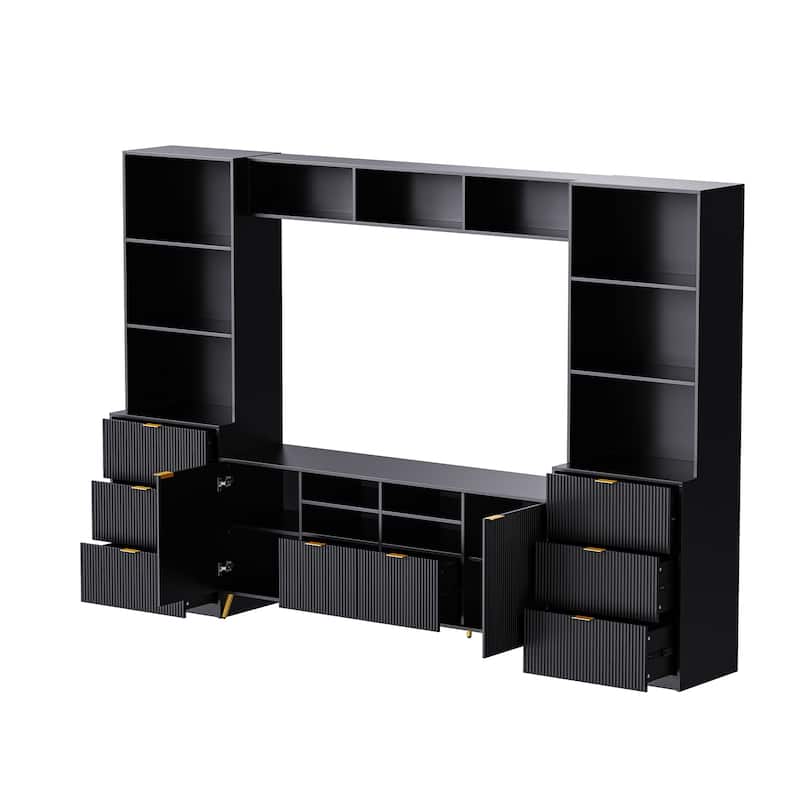 4-Piece Entertainment Wall Unit for TVs Up to 70" - 112.5" D x 16.9" W x 78.7" H