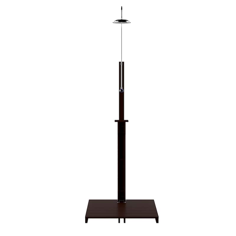 SEI Furniture Parson Oiled Eucalyptus Freestanding Outdoor Shower with Slatted Wood Base and Soap Dish