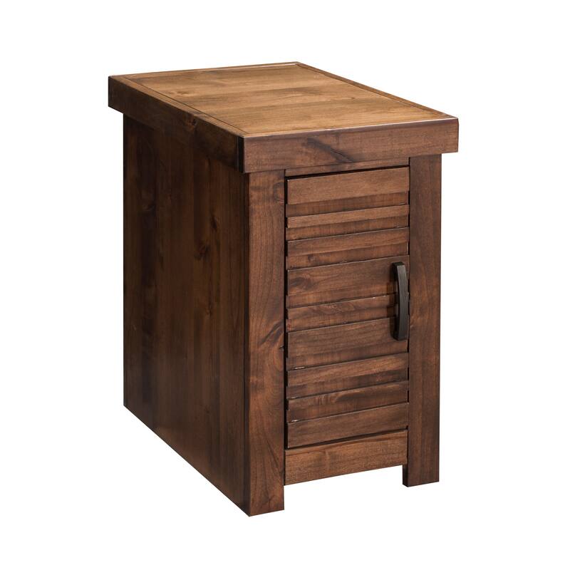14 inch Chairside Table, No Assembly Required, Whiskey Finish - Wood - Brown