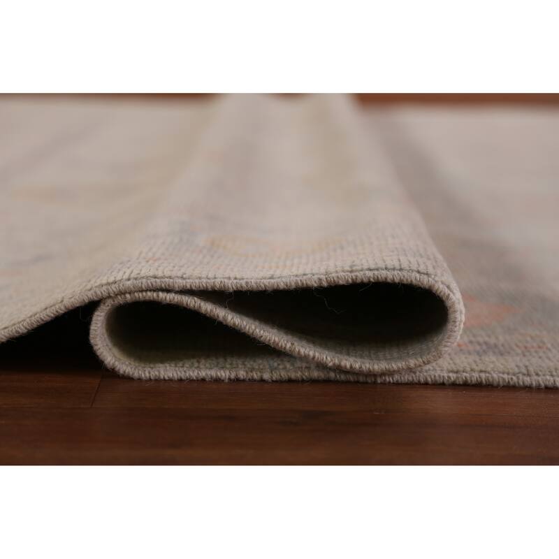Hand Knotted Oriental 100% Wool Carpet Transitional All-Over Beige & Ivories Oushak Area Rug - 11' 4'' X 8' 4''