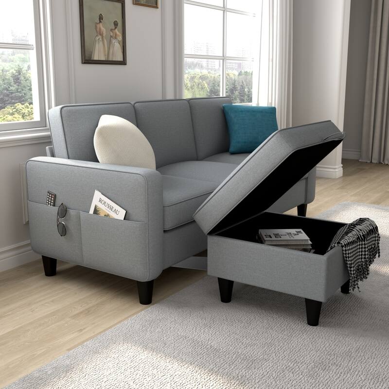 L-shaped design Sofa 3 Seater with Storage Box for the Chaise