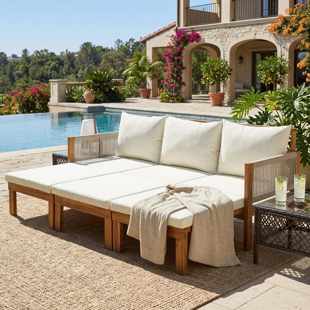 3-in-1 Outdoor Daybed & Patio Sofa with Pull-Out Sleeper by Leisure Zone