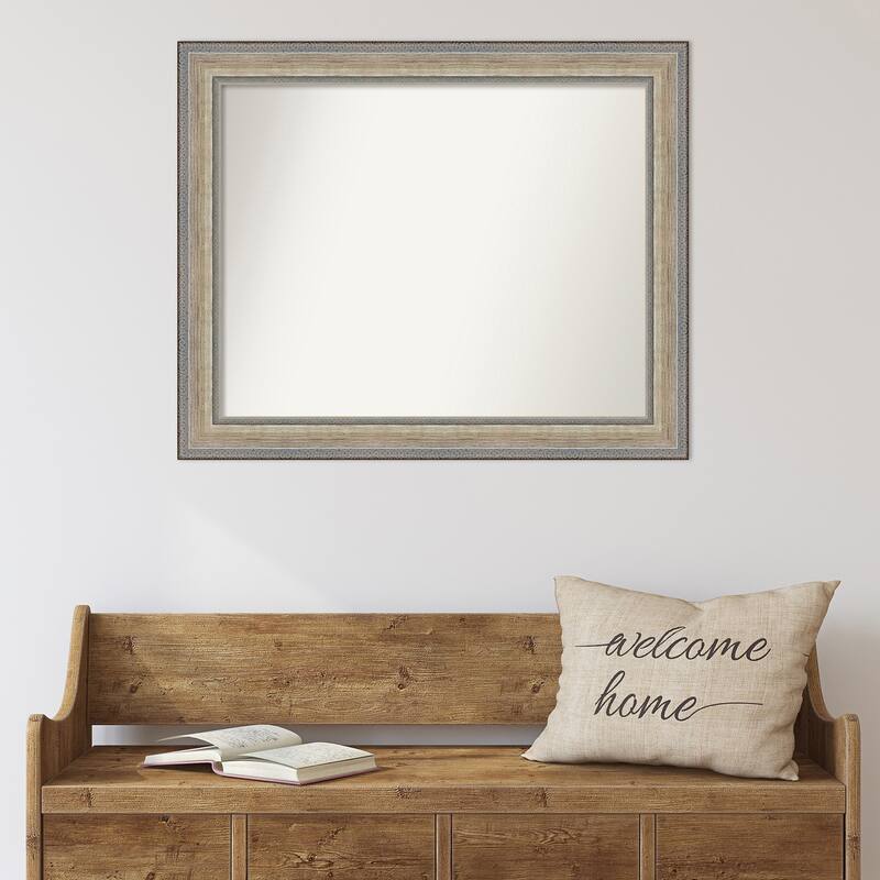 Fleur Silver Non-Beveled Wood Framed Wall Mirror - Fleur Champagne Silver