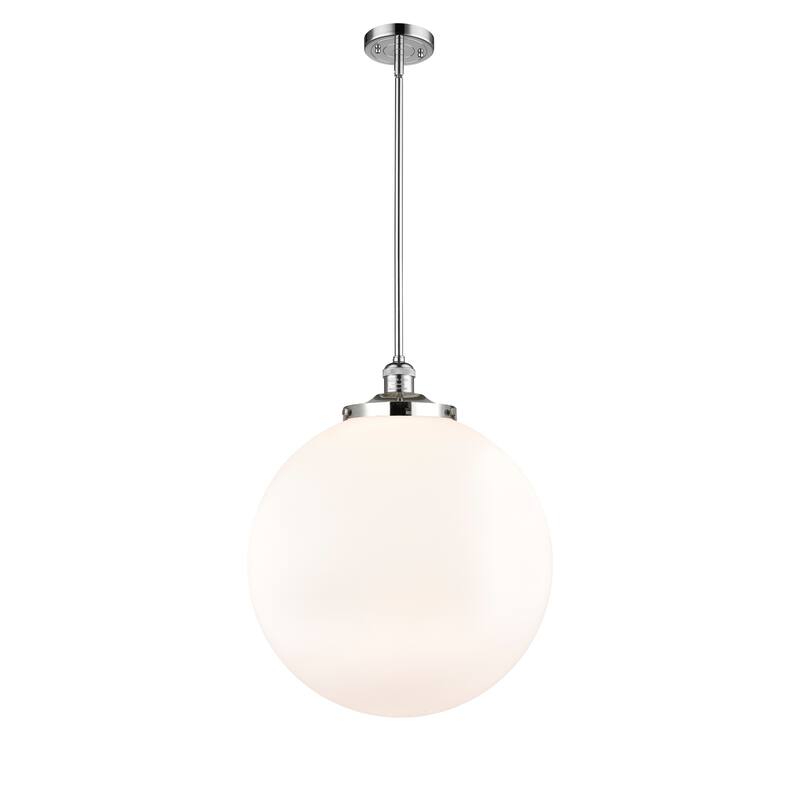 Innovations Lighting Franklin Restoration Beacon - 1 Light 18" Stem Hung Pendant - Polished Chrome/Matte White