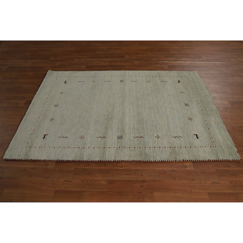 Hand Knotted Oriental 100% Wool Carpet Tribal Animal Pictorial Multi-Colored Gabbeh Area Rug - 5' 10'' X 3' 11''