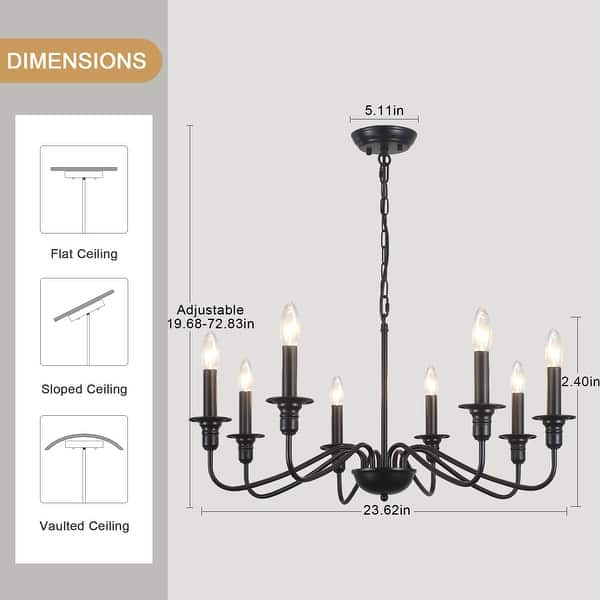 dimension image slide 0 of 4, 8-Light Rustic Candlestick Island Chandelier Linear Chandelier Lighting for Kitchen Island