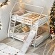 preview thumbnail 16 of 29, Twin over Queen House Bunk Bed with Climbing Nets and Climbing Ramp White