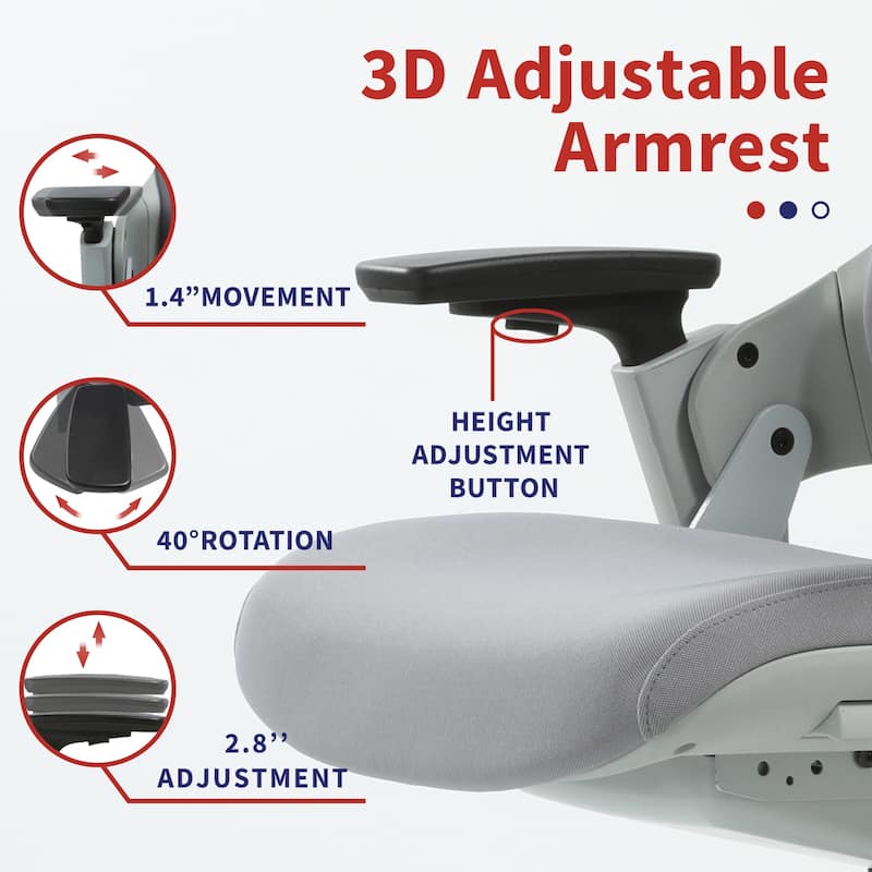Furniture of America Hudson Modern Grey ANSI-BIFMA Certified Fabric Height Adjustable Office Desk Chair
