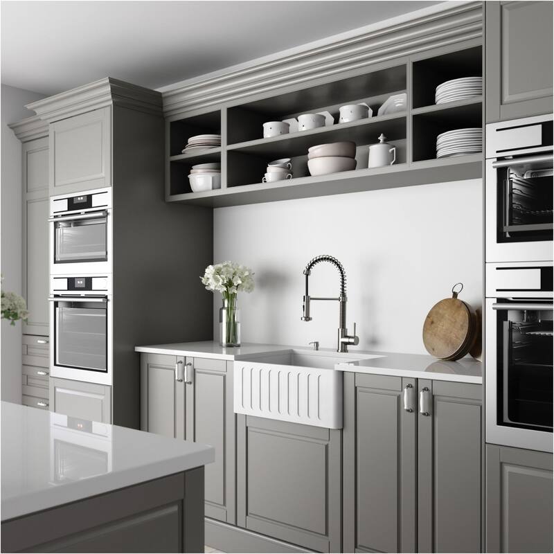 Vigo VGRA2418CSK1 Matte Stone 24" Farmhouse Single Basin Solid Surface