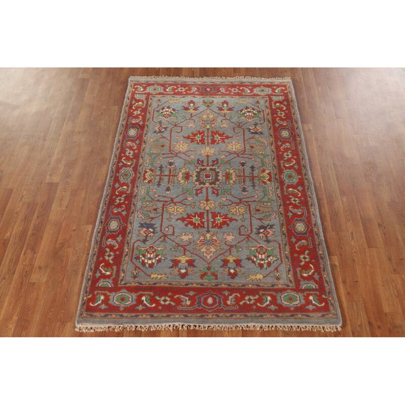 Heriz Serapi Indian Rug Hand-Knotted Wool Carpet - 3'11"x 6'0"