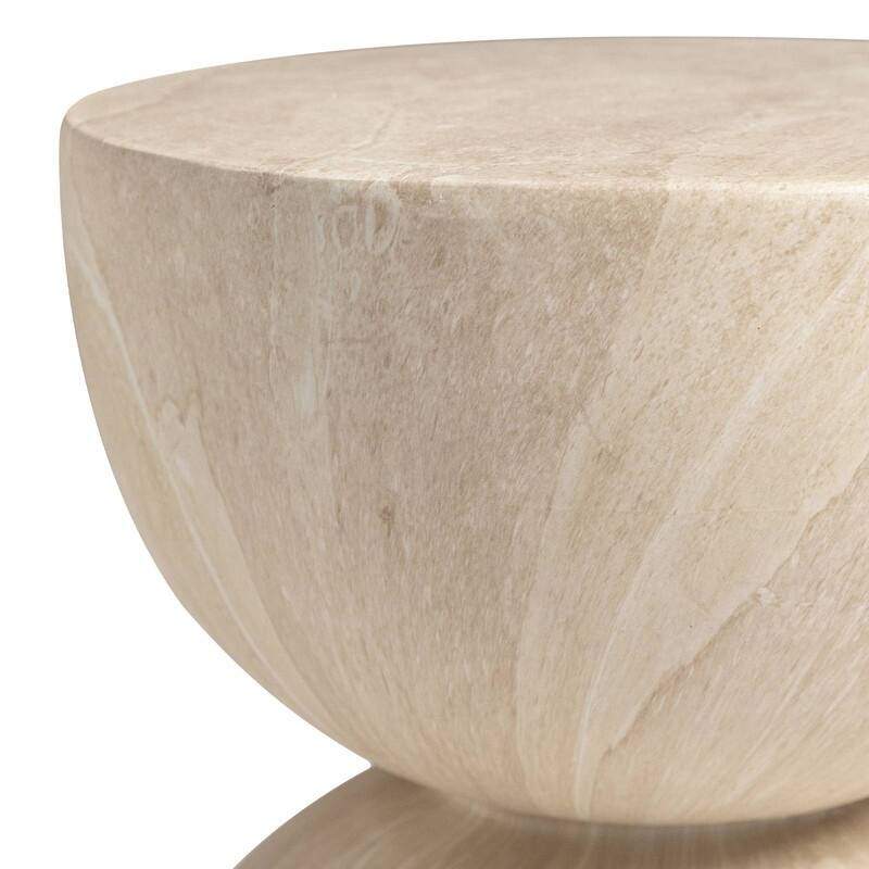 Sage 16-Inch Round Side Table in Fiberstone for Indoor and Outdoor Modern Weather Resistant End Table Hourglass Design