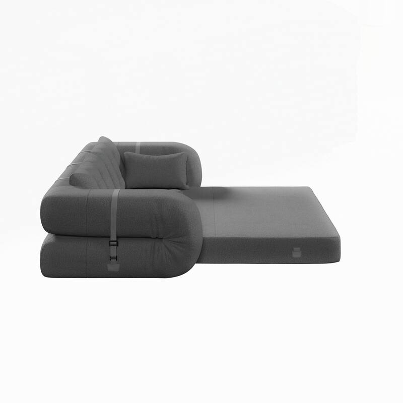 3-in-1 Teddy Fabric Foam-Filled Sleeper Sofa Bed