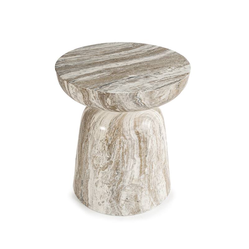 Grover Outdoor Faux Stone Goblet Side Table