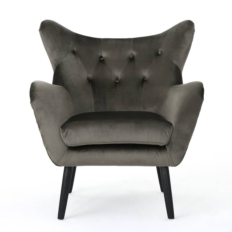 Velvet Mid-Century Tufted Wingback Chair