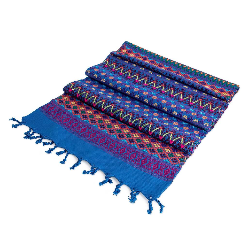Novica Handmade Azure Reef Cotton Table Runner