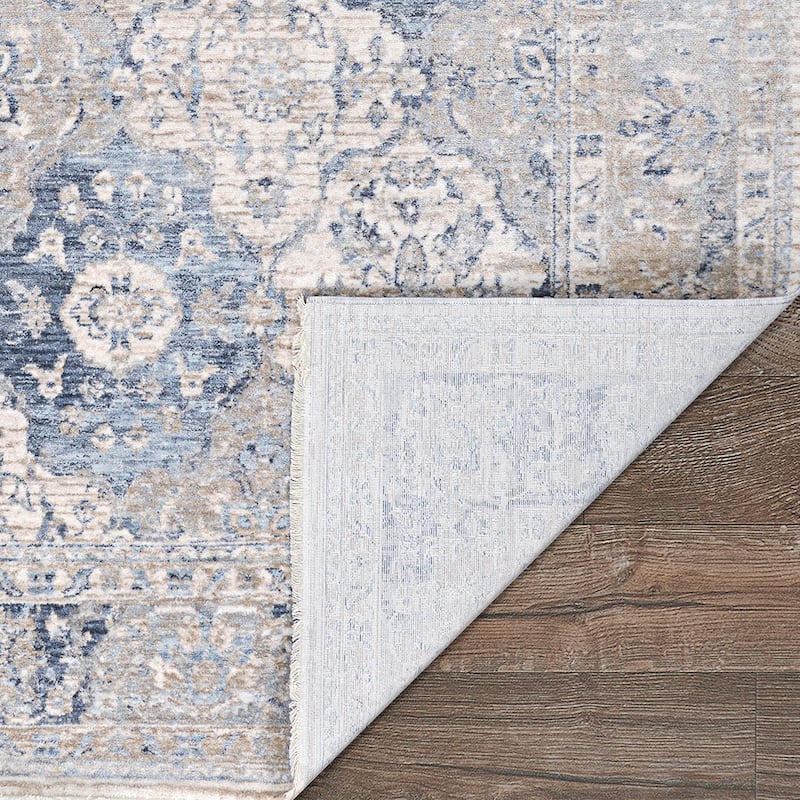 La Mode Floral Tile Beige- Gray Area Rug