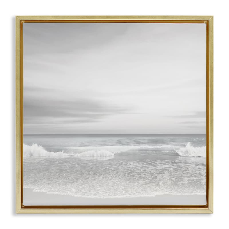Stupell Soft Peaceful Beach Waves Framed Floater Canvas Wall Art Design By Maggie Olsen - 25 x 25 - Gold