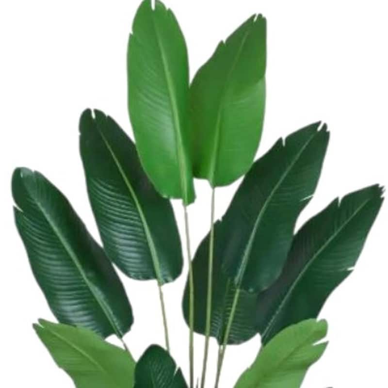 HomeRoots Set of two 71" Green Artificial Banana Leaf Tree in a Black Pot - 6.69 in. x 70.87 in. x 6.69 in.