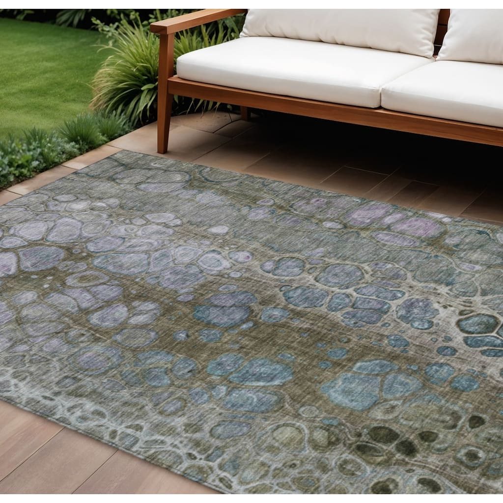 HomeRoots Abstract Transitional Rectangle Outdoor Rug