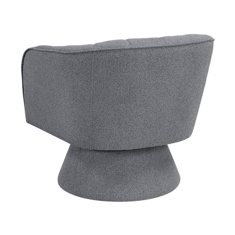 Willow 27.5" Boucle Swivel Chair - 360-Degree Metal Swivel Base