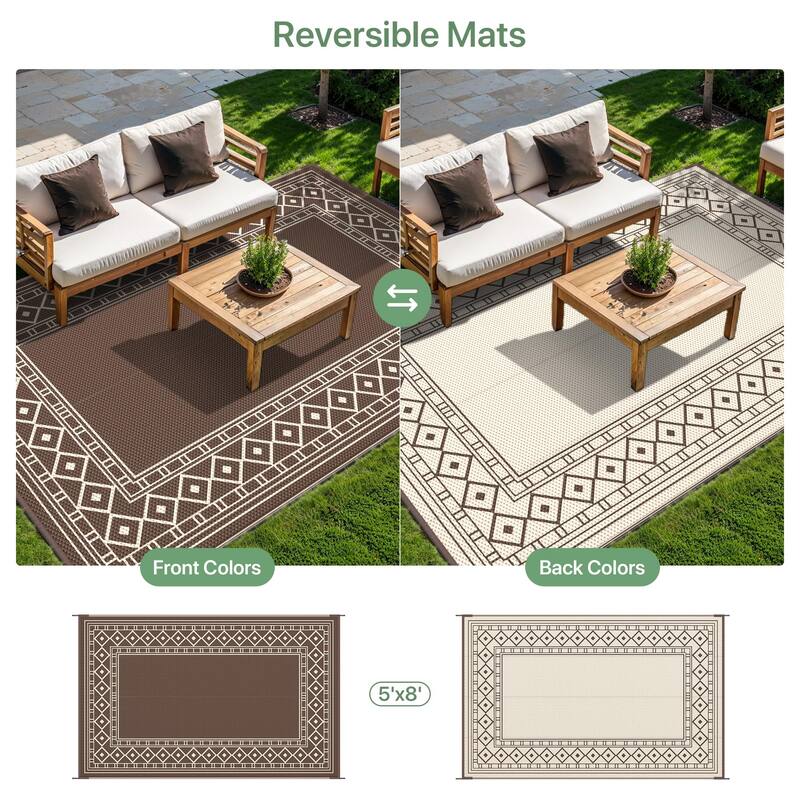 Mcow Geometric Frame Collection Waterproof Outdoor Area Rug