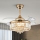 preview thumbnail 13 of 26, 48 in. Indoor Modern Ceiling Fan with Light Gold Retractable Crystal Chandelier Fan with Remote for Kitchen Living Room 36 Inches