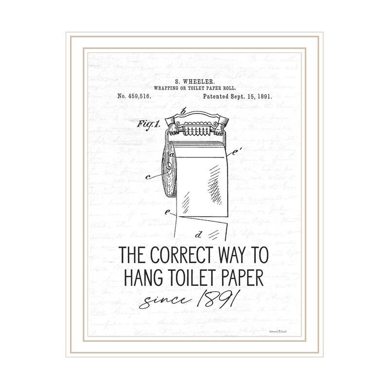 TrendyDecor4U Contemporary "Correct Way to Hang Toilet Paper" Framed Print Wall Art - White