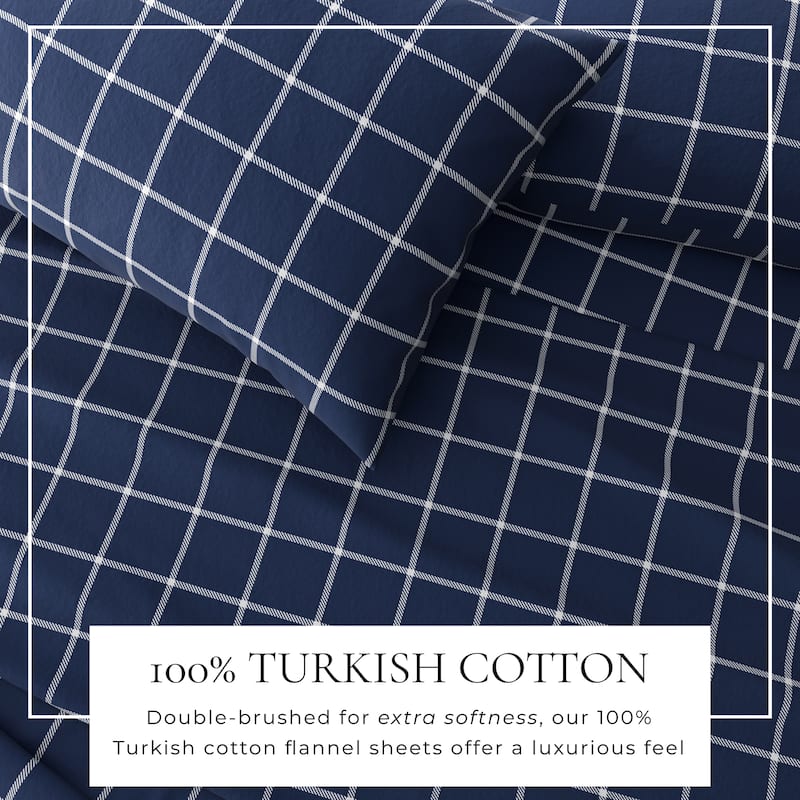 Linery & Co. Turkish Cotton Double-Brushed Printed Flannel Bed Sheet Set
