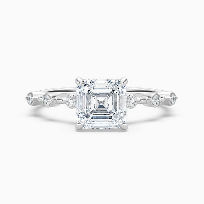 Auriya 14k Gold Asscher Lab Grown Diamond Station Hidden Halo Engagement Ring 1.00 to 5.00 ct. tw. (F-G, VS) - 5 - 1.25 carats - White