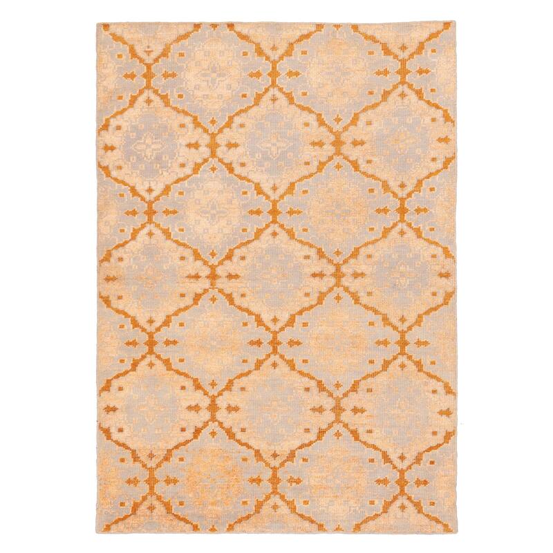 ECARPETGALLERY Hand-knotted Tangier Light Blue Silk, Wool Rug - 5'2 x 7'6