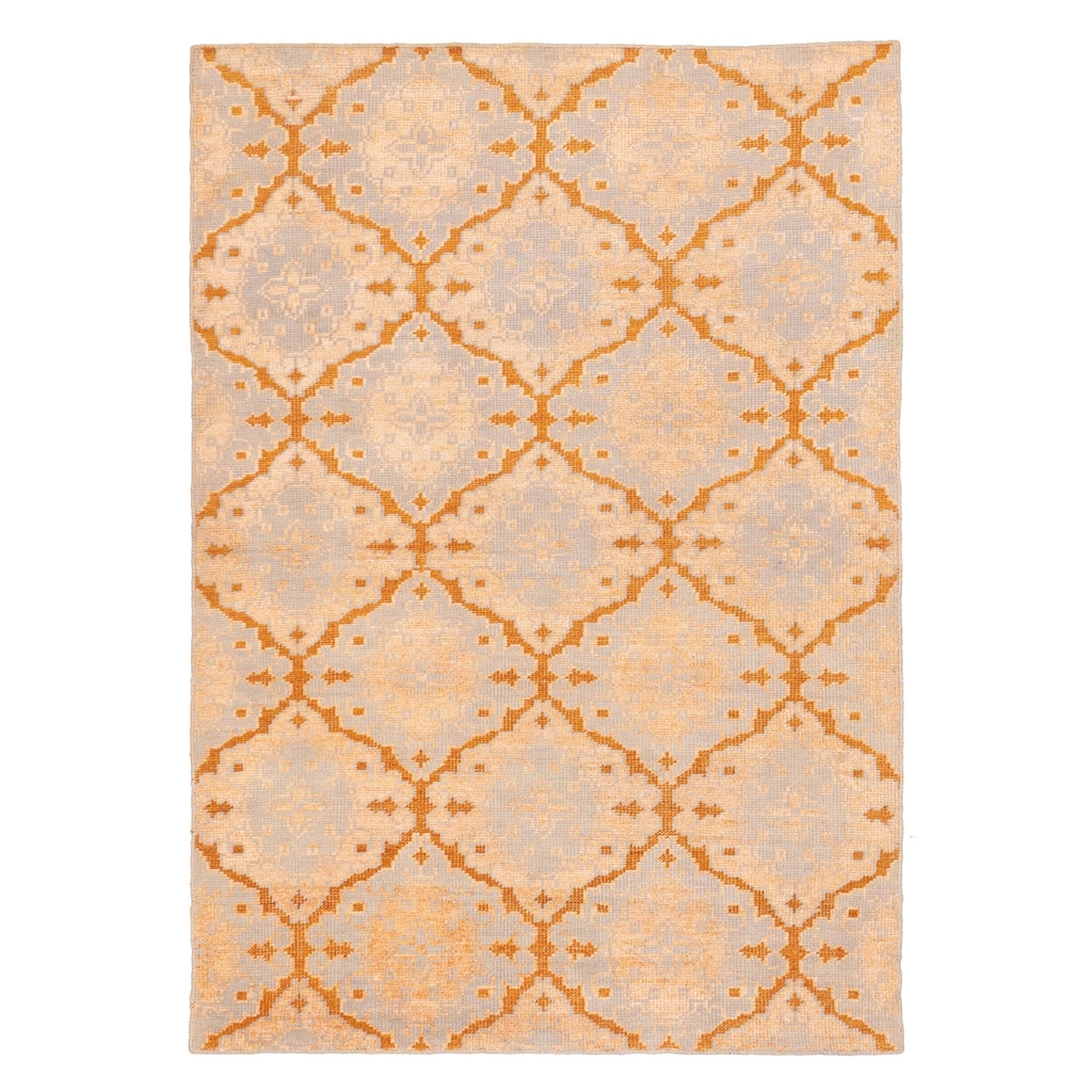 ECARPETGALLERY Hand-knotted Tangier Light Blue Silk, Wool Rug - 5'2 x 7'6