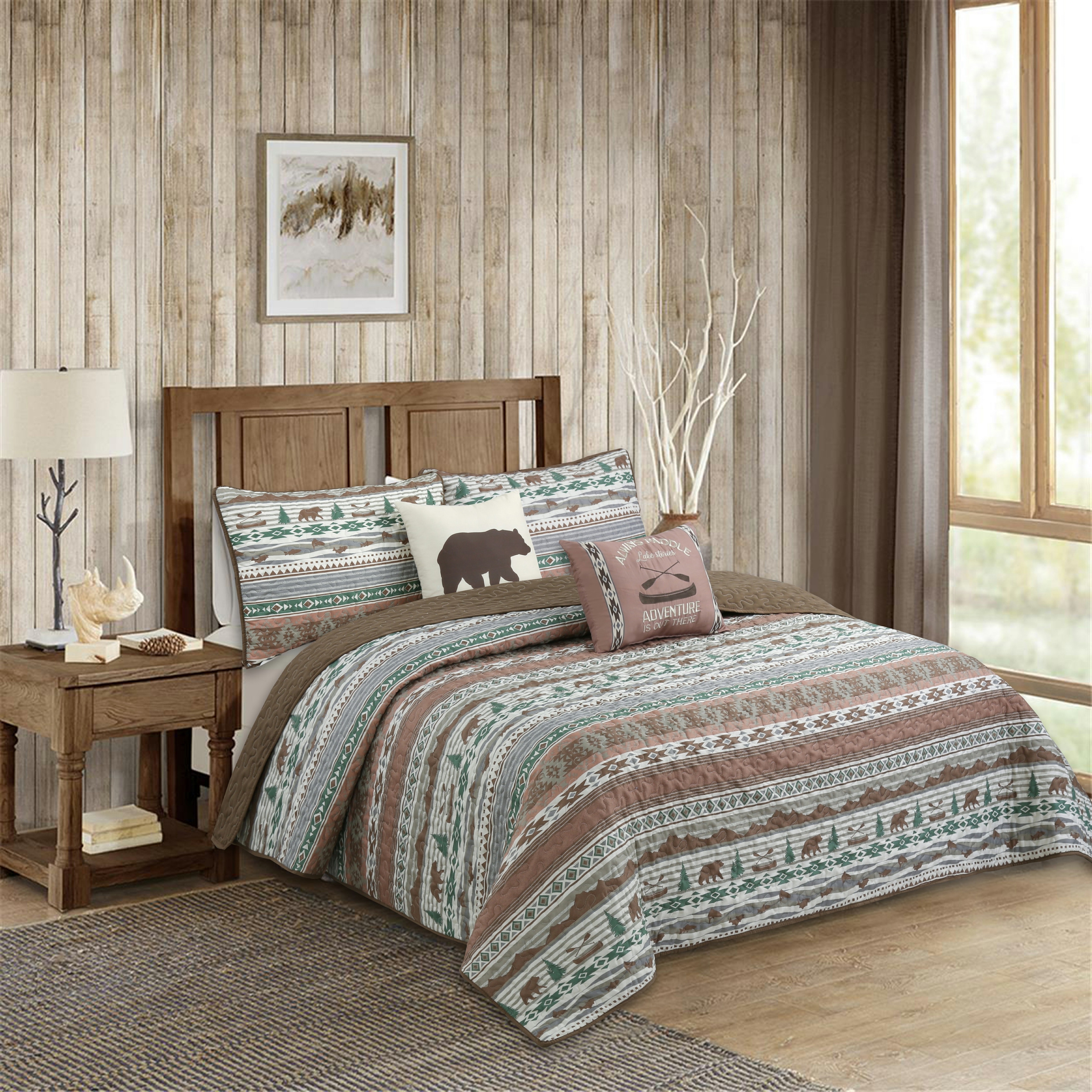 Lodge Canoe 5 piece Quilt Set