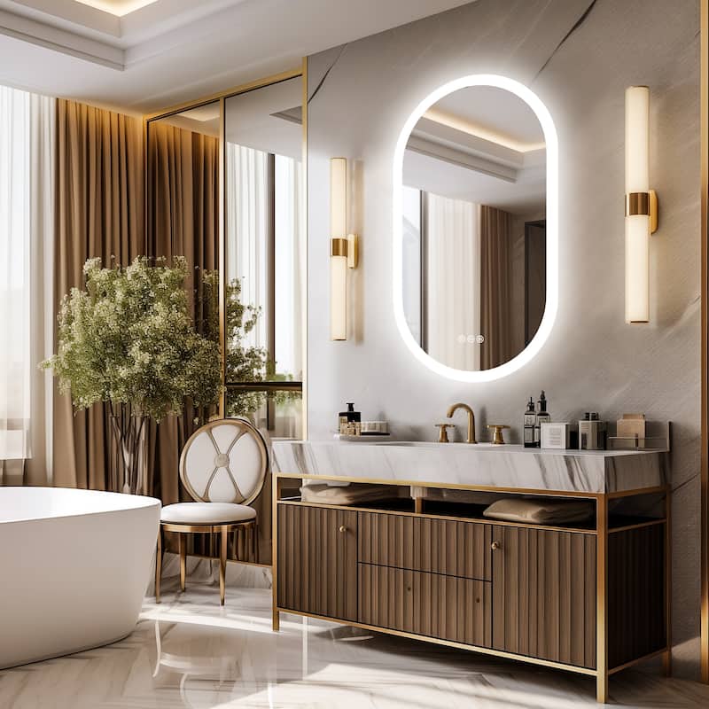 5MM Save-Enagery Smart Silver Mirror with LED Light Anti-Fog Horizontal/Vertical - 23.6x47.2''