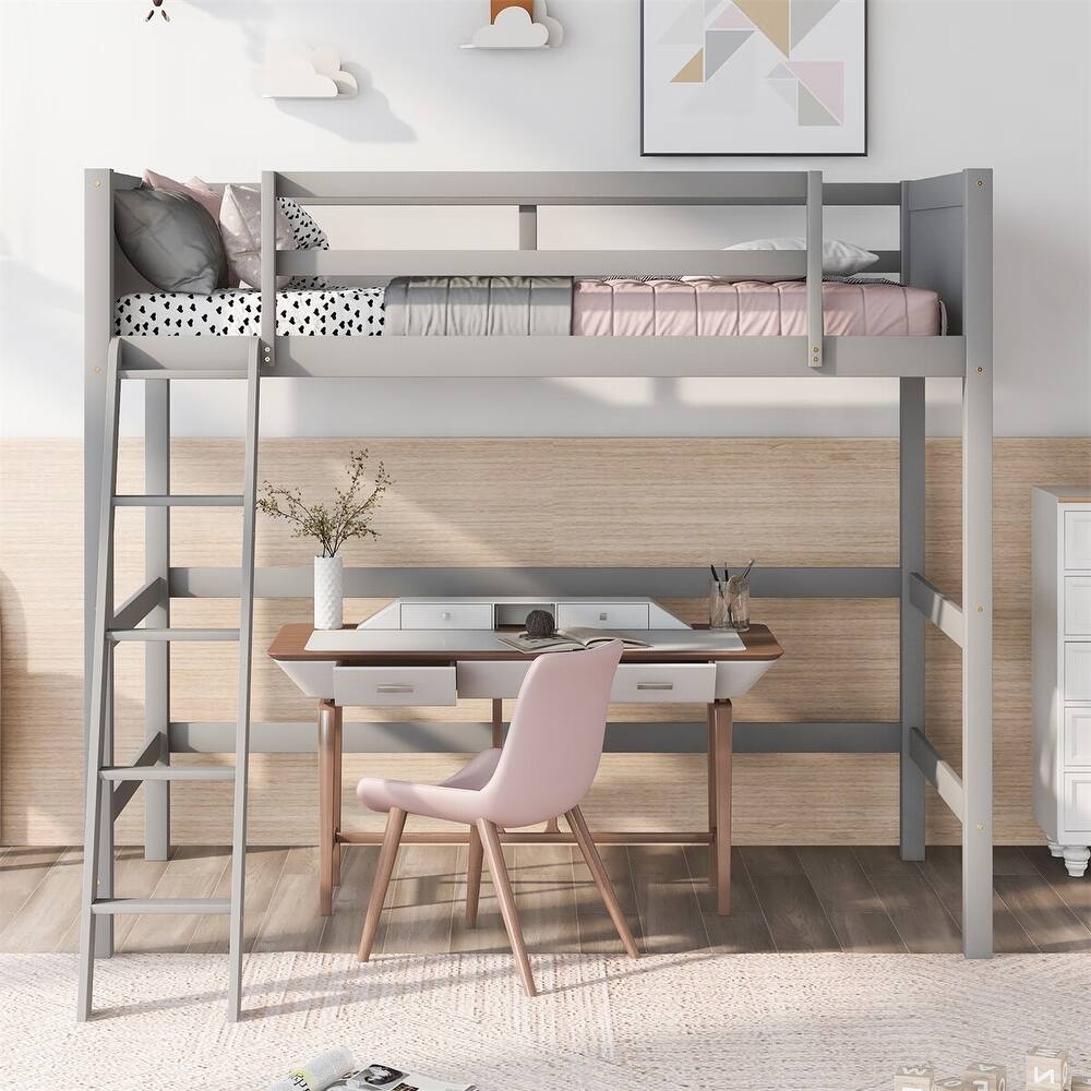 Merax Solid Wood Twin Size Loft Bed with Ladder