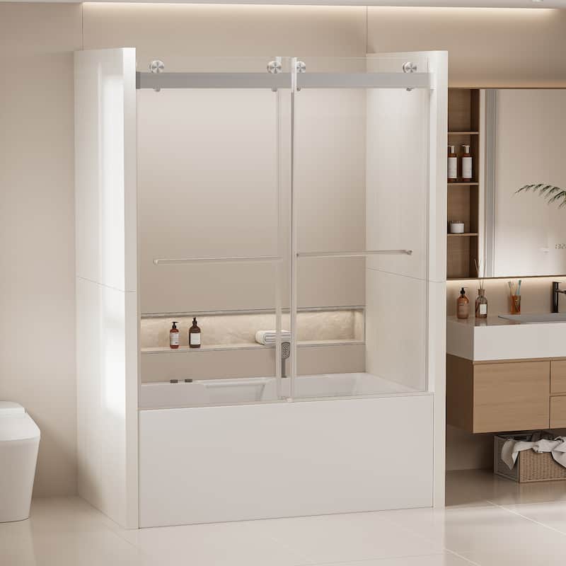 Frameless Double Sliding Tub Door