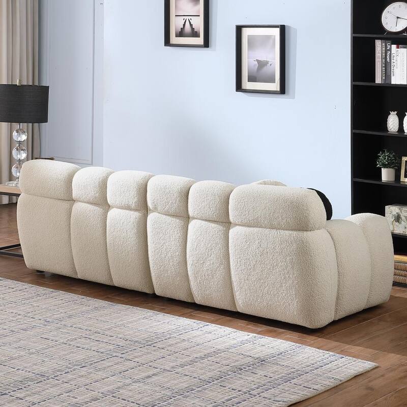 87.4" 3-Seater Boucle Sofa with Wood Frame