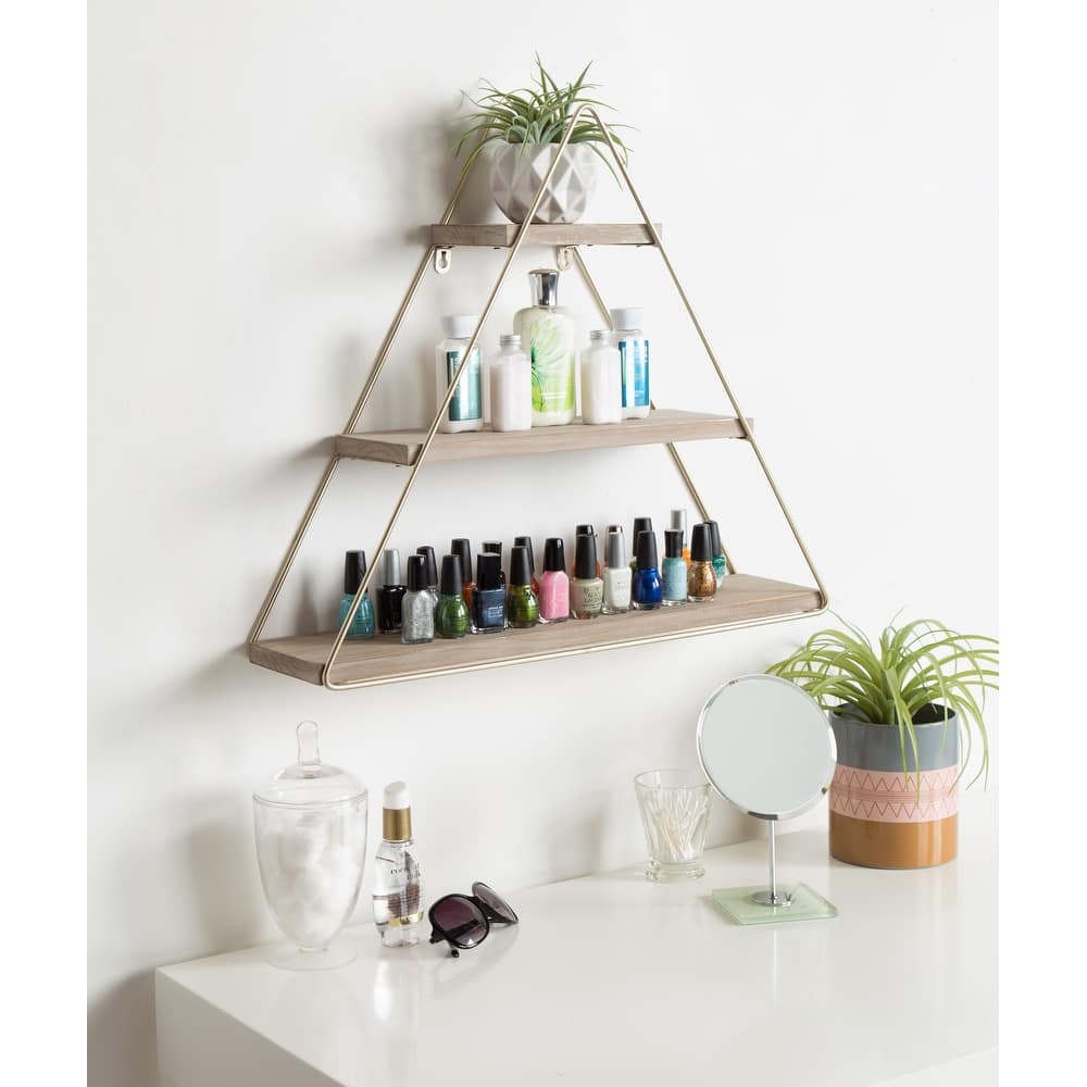 Kate and Laurel Tilde 3 Tiered Triangle Floating Wall Shelf
