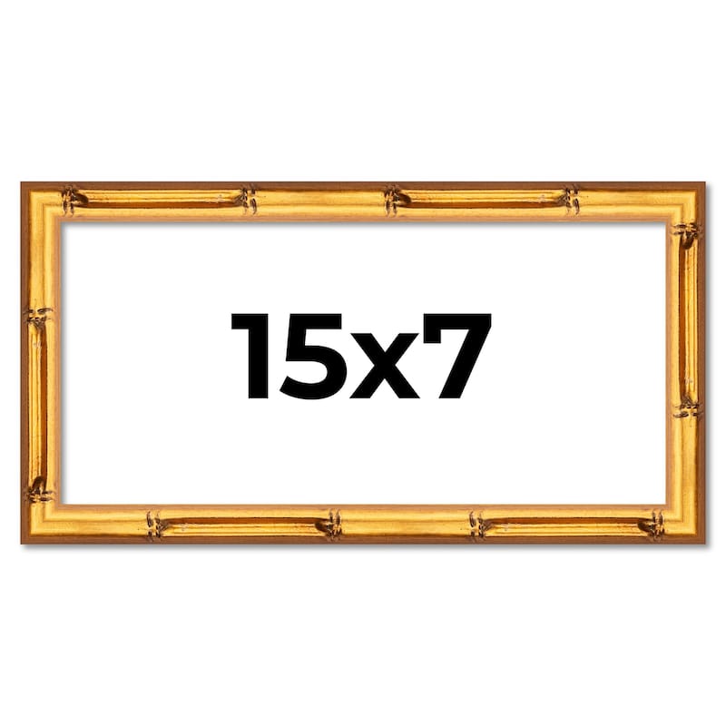 15x7 Frame Gold Bamboo Solid Wood Picture Frame | 1 Inch Moulding