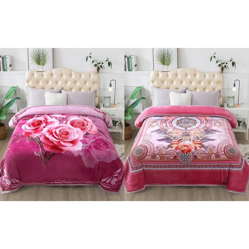 3 Ply Reversible Fleece Comforter for Winter 85"x93" 8lbs